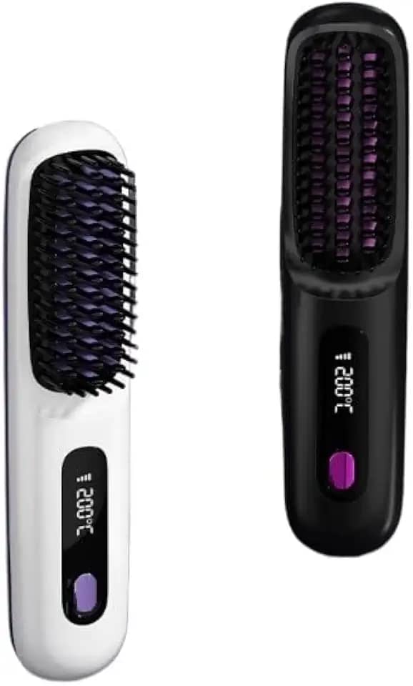 Escova Alisadora Sem Fio com Display Digital – Recarregável, Portátil e Rápida (Aleatório)