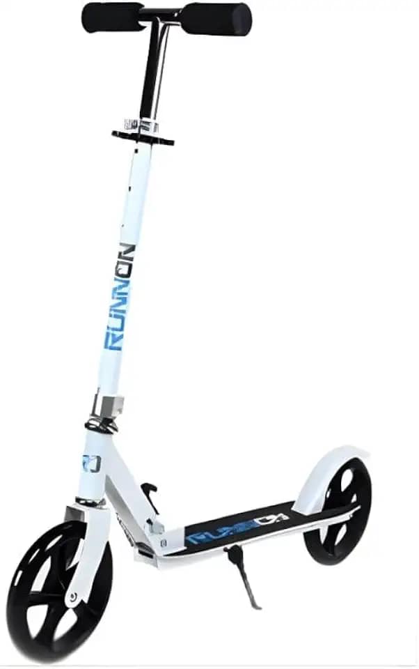 Patinete Adulto com Suporte de Parada, Branco, Rodas Grandes, Dobrável