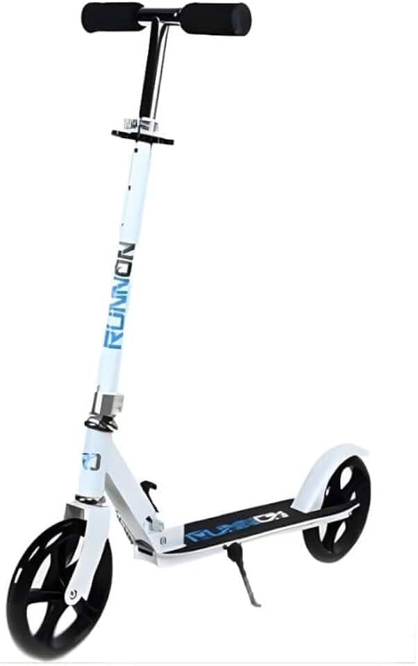 Patinete Adulto com Suporte de Parada, Branco, Rodas Grandes, Dobrável