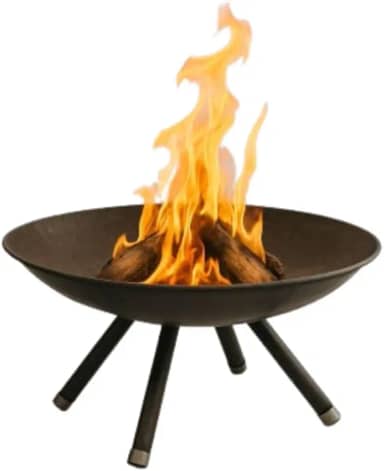 Lareira Externa Portátil em Aço com Tripé, Tacho para Lenha, Rústica, 55 cm