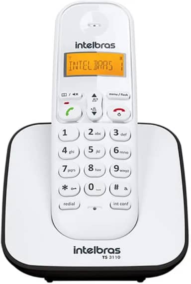 Telefone Digital Sem Fio TS 3110 Branco e Preto Intelbras