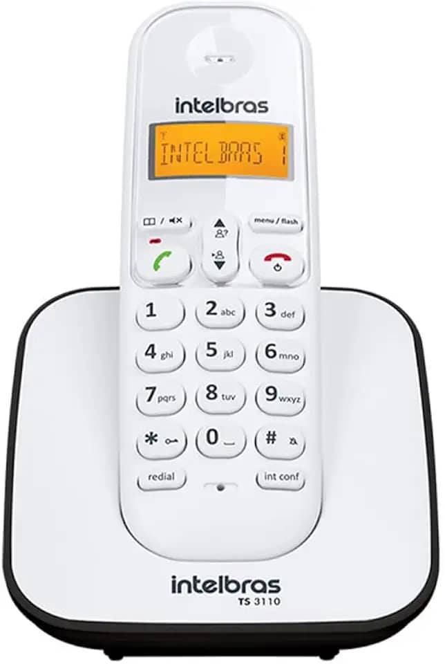 Telefone Digital Sem Fio TS 3110 Branco e Preto Intelbras
