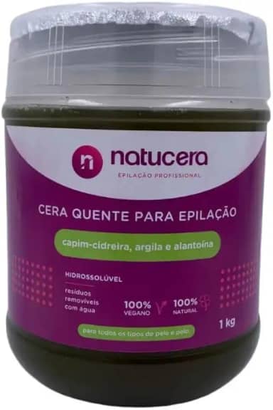 Cera Epilatória Hidrossolúvel, Aroma de Capim Cidreira, 1kg, para Depilação Profissional