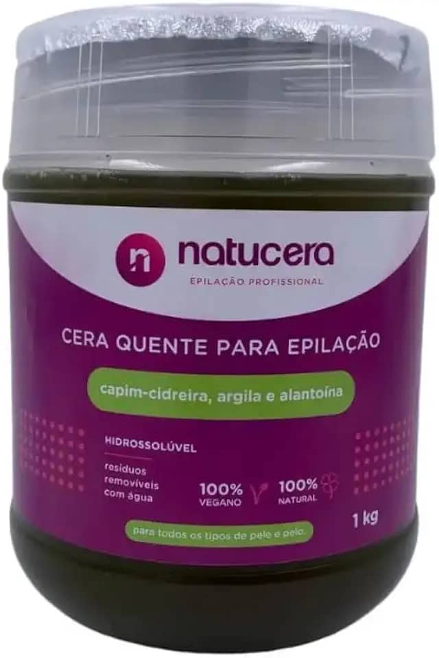 Cera Epilatória Hidrossolúvel, Aroma de Capim Cidreira, 1kg, para Depilação Profissional