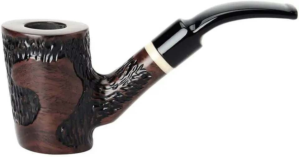 MUXIANG Cachimbo de ébano feito à mão para entalhe hastes dobradas com imitação de marfim anel decorativo cachimbo caixa de presente e acessórios WGAC0025K01