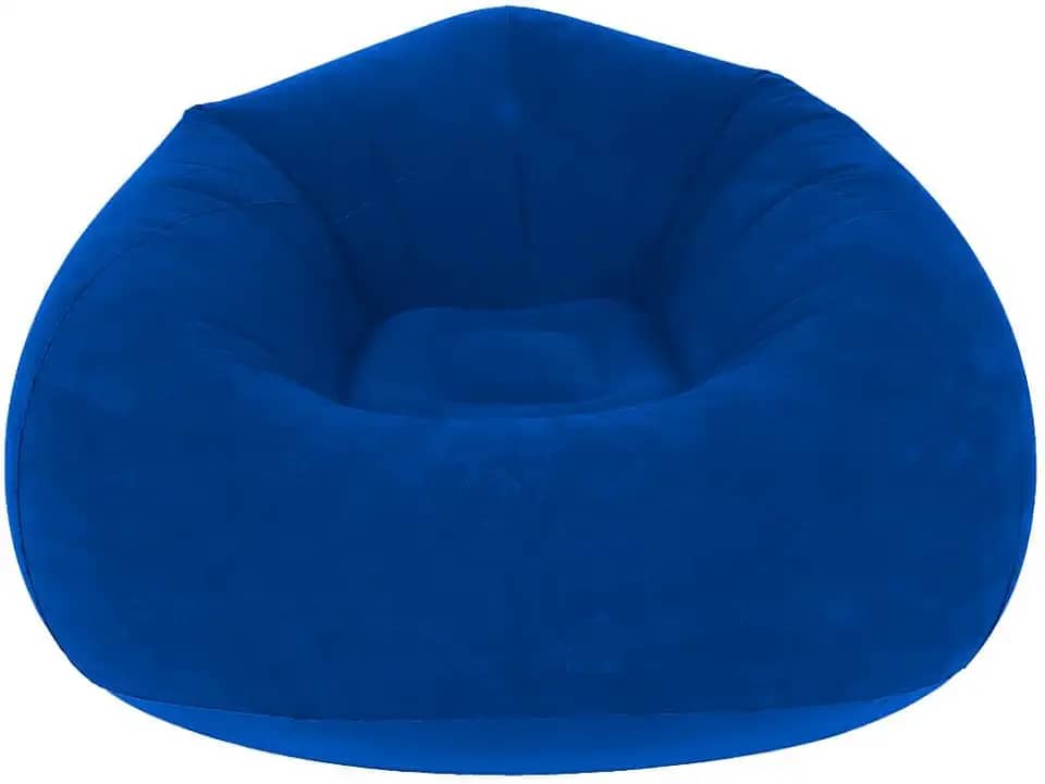 Sofa Inflável Poltrona Confortável Puff Deluxe Aveludado Moderno Estilosa Suporta Até 100kg (Azul)