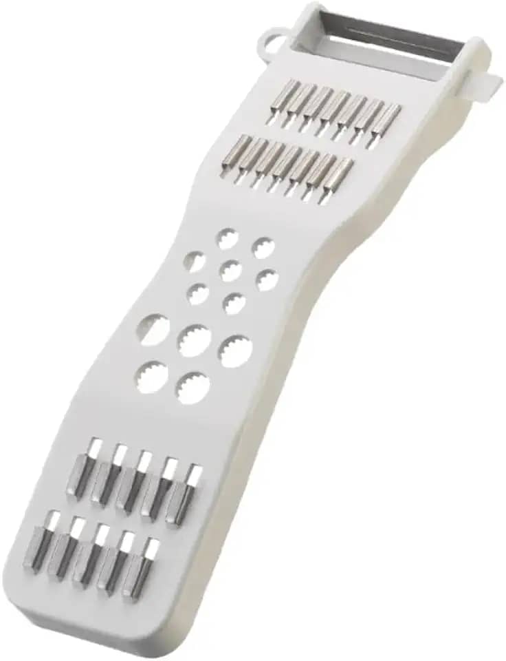 Descascador Fatiador Cortador Com Lâminas 5 Utilidades em 1 Legumes e Frutas Branco Aço Inoxidável