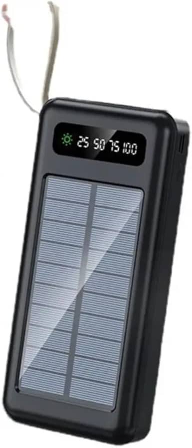 Carregador Solar Power Bank Carga Ultra-Rápida 10000mAh, Energia Solar Portátil Com cabos 5 Em1 com Lanternas LED, para Celulares, Camping, Viagens PREMIUM