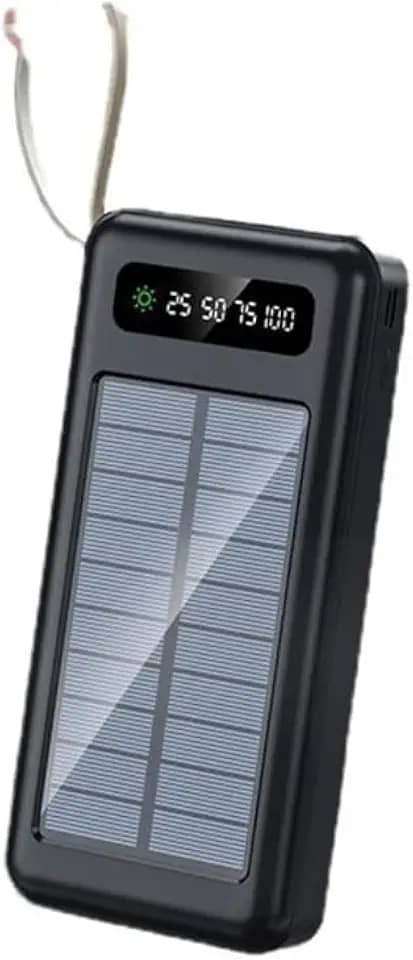 Carregador Solar Power Bank Carga Ultra-Rápida 10000mAh, Energia Solar Portátil Com cabos 5 Em1 com Lanternas LED, para Celulares, Camping, Viagens PREMIUM