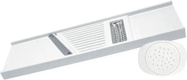 Ralador Cortador Fatiador Dupla Face Lâmina em Aço Inoxidável Legumes Queijo Repolho Alho Cebola Protetor para Dedos Lâmina Lisa Lâmina Perfurada Utensílio Cozinha Premium