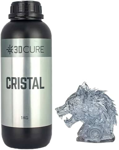 Resina 3D Cure Cristal Transparente - 1kg Com aspecto vítreo, resistente, baixo odor e fácil impressão