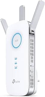 TP-Link RE450 Extensor de Rango de Repetidor WiFi de Banda Dual Universal, 3 Antenas Externas, Puerto Gigabit Ethernet, AC1750, Modo AP Compatible, Blanco