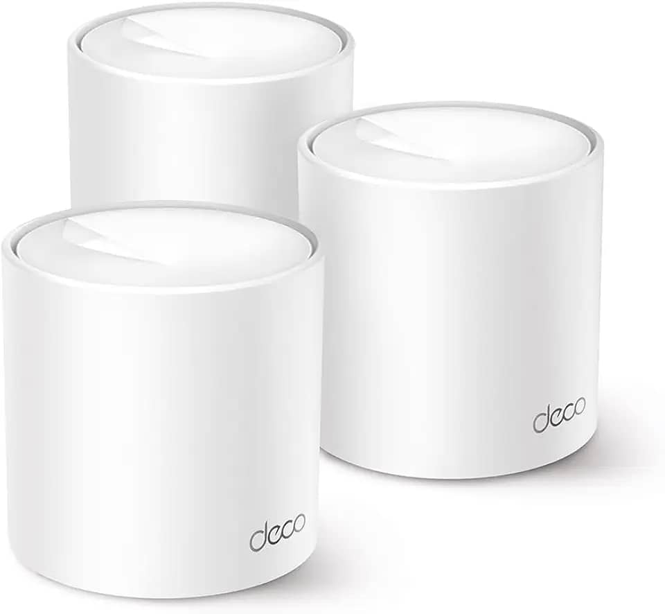 TP-Link Deco X1500 (3-Pack) – WiFi 6 AI Mesh System, AX1500 Dual Band 2.4 GHz/5 GHz, Coverage up to 600 m², 3X Gigabit Ports per Unit, Band 160MHz Channel, ODFMA, 1024QAM, White