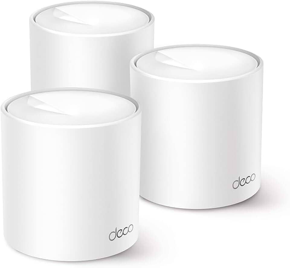 TP-Link Deco X1500 (3-Pack) – WiFi 6 AI Mesh System, AX1500 Dual Band 2.4 GHz/5 GHz, Coverage up to 600 m², 3X Gigabit Ports per Unit, Band 160MHz Channel, ODFMA, 1024QAM, White