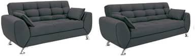 Conjunto de Sofá 2 e 3 Lugares Larissa I Suede Cinza