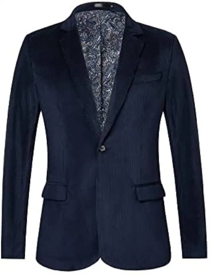 Blazer Masculino Slim Fit, Azul Marinho, Estilo Formal, com Forro Estampado