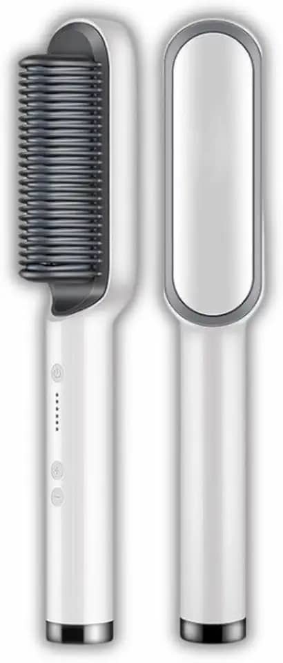 Escova Alisadora 3 em 1 Bivolt – Tecnologia de Íons | Para Todos os Tipos de Cabelo, Antifrizz e Modeladora Rápida