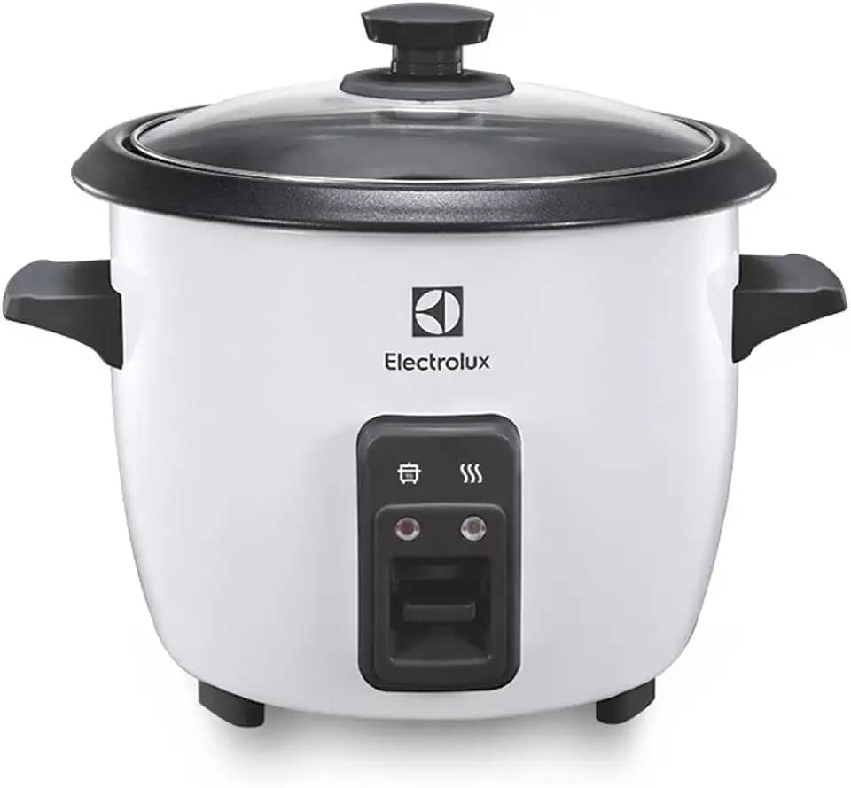 Panela Elétrica Electrolux vapor arroz capacidade 1,3L 7 xícaras manter aquecido panela removivel antiaderente tampa vidro RCB50 branca 220v por Rita Lobo