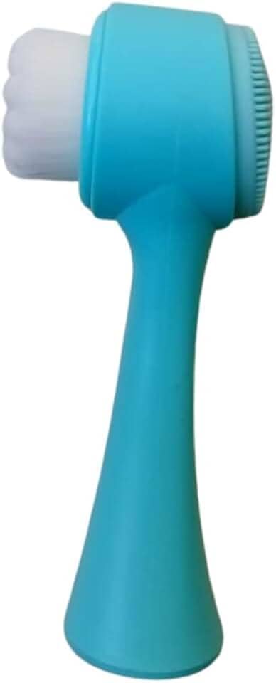 Escova de Limpeza Facial 2 em 1, Massageador com Cerdas Macias em Silicone, Ferramenta de Cuidados com a Pele (Azul)