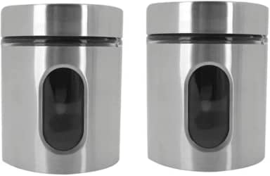 Kit Com 2 Potes Vidro Vítreo Revestido Em Inox 630ML Tampa Com Vedação e Visor - Ideal para Armazenar Café, Açucar, Sal, Grãos e Mantimentos - Super Resistente - Cantinho Do Café