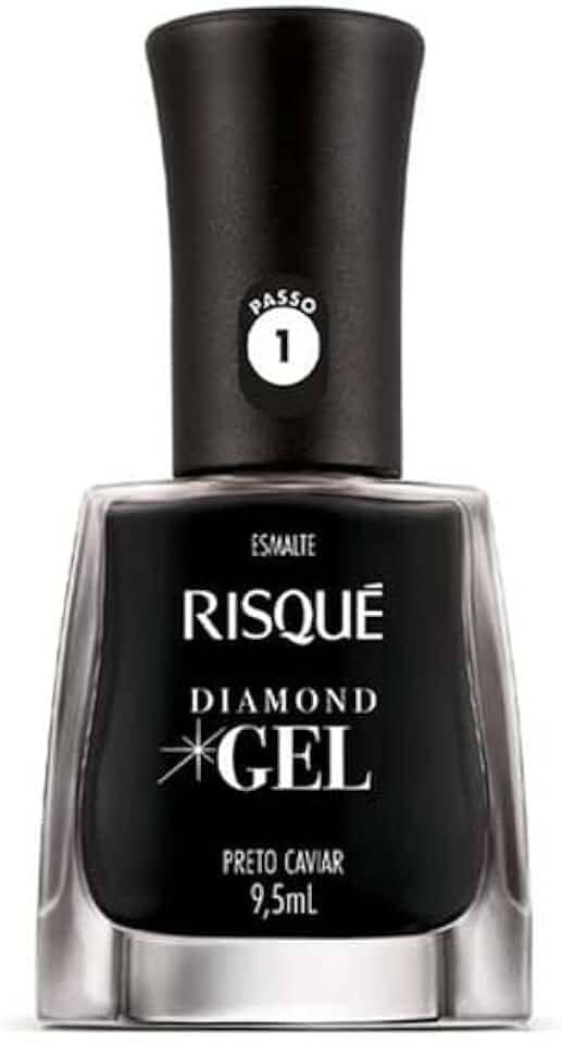 Esmalte Risqué Diamond Gel Preto Caviar Cremoso 9, 5ml, Risqué, PRETO CAVIAR, 9.5 ml
