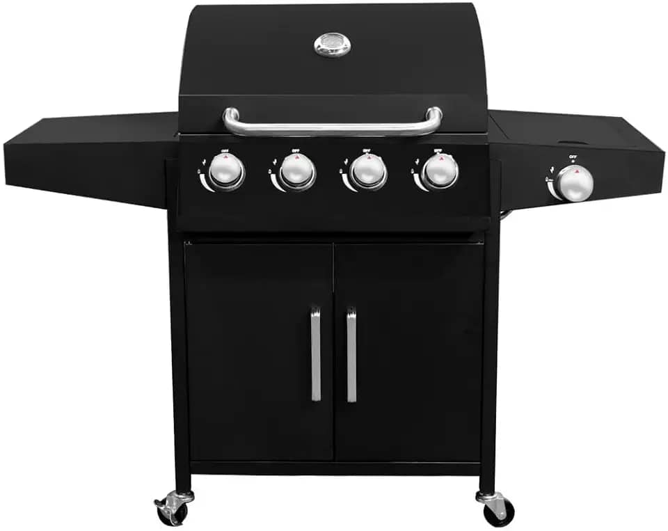 Churrasqueira a Gás 4 Queimadores Centrais 1 Lateral Americana a Bafo Carrinho