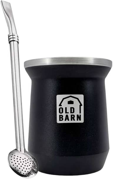 Kit 1 Cuia Térmica Parede Dupla De Alumínio 1 Bomba De Chimarrão Tereré Inox Filtro Redondo 19cm Old Barn Cor:Preto