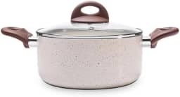 Caçarola com tampa e fundo de indução, Cerâmic Life, 4,55L, 24cm, Vanilla, Brinox