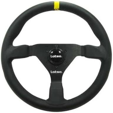 Volante Lotse Gt330 Couro Preto Tarja Amarela