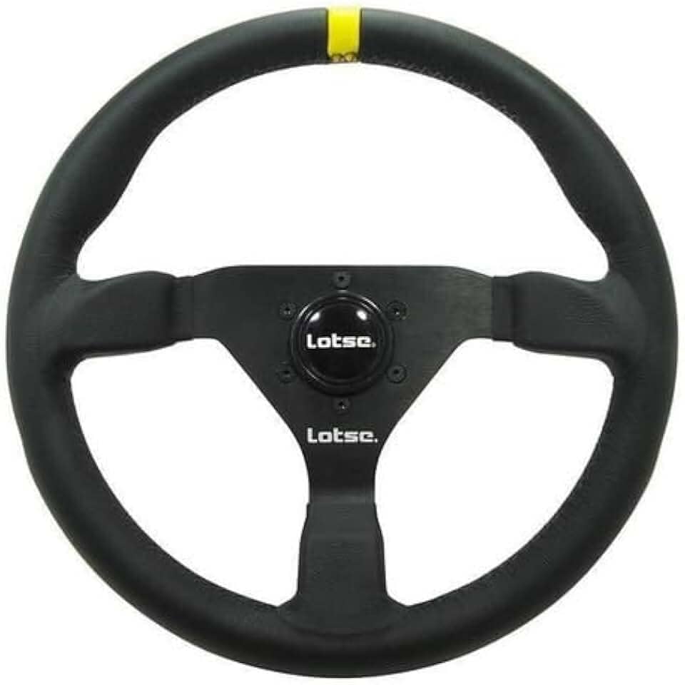 Volante Lotse Gt330 Couro Preto Tarja Amarela
