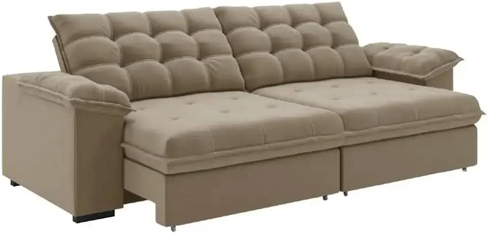 Sofá Retrátil e Reclinável Bipartido 2,90m 5 Lugares Palermo Slim Luizzi (Castor)