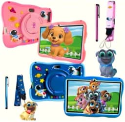 Tablet Infantil Educativo A16 7' com Capa Protetora – 64GB, 4GB RAM, Android, Controle Parental, Wi-Fi, GPS, Kids Space – para Estudo e Diversão (Rosa)