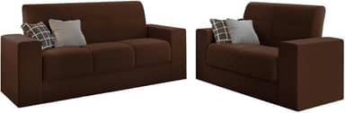 Conjunto de Sofá 2 e 3 Lugares Leon Veludo Marrom