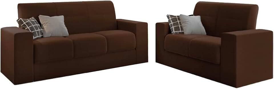 Conjunto de Sofá 2 e 3 Lugares Leon Veludo Marrom
