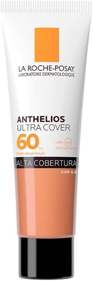 La Roche-Posay, Ultra Cover, Protetor Solar com Cor e Performance de Maquiagem, 12h de cobertura de base em uma única camada, Textura Fluida, Oil free, Toque Seco, FPS60, 30g