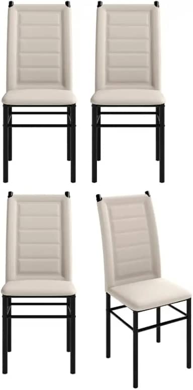 Conjunto 4 Cadeiras Sala Jantar Cozinha Estofada Tubo Preto (Preto/Off White)