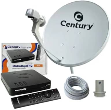 Kit Antena - Receptor Digital Midiabox Lnbf 5g Ku Cabo Cor Preto 110v/220v