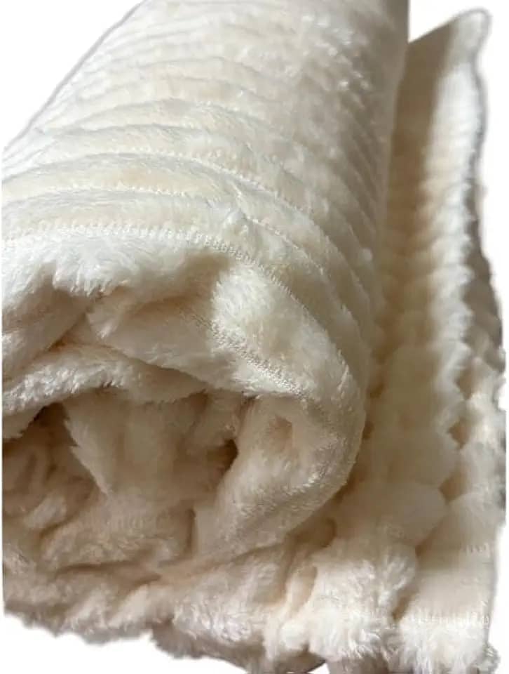 Manta Cobertor Canelada Casal Riscada Aveludada 2,00x1,80m (marfim)