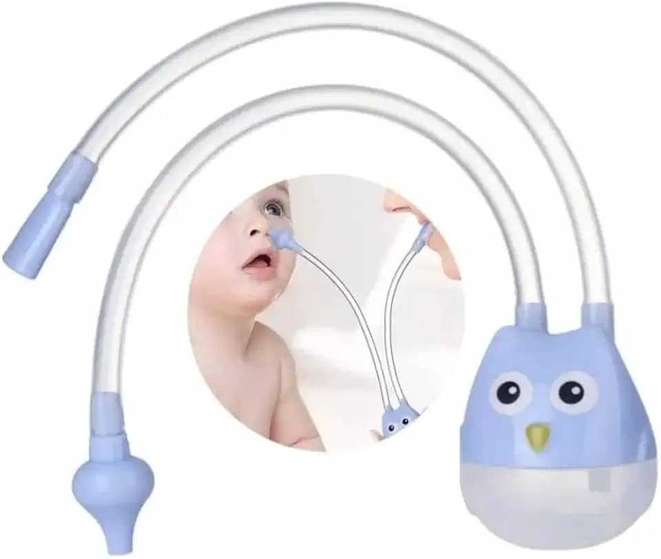 Aspirador Nasal Bebê Higiene Nariz Sugador De Catarro Infantil Sucção Cuidados com o Bebê (AZUL, ÚNICO)