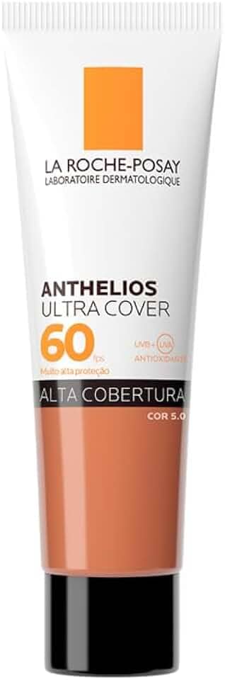La Roche-Posay, Ultra Cover, Protetor Solar com Cor e Performance de Maquiagem, 12h de cobertura de base em uma única camada, Textura Fluida, Oil free, Toque Seco, FPS60, 30g
