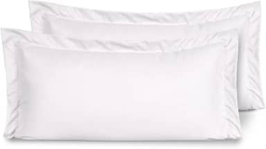Kit 02 Fronhas para Travesseiro 90x50cm em Micropercal 200 Fios Tamanho Especial – Macia, Resistente e Fácil de Lavar (Branco)