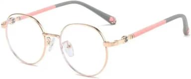 Óculos de Grau Infantil, Armação Redonda, Hastes com Detalhe de Patinha, Rosa e Azul