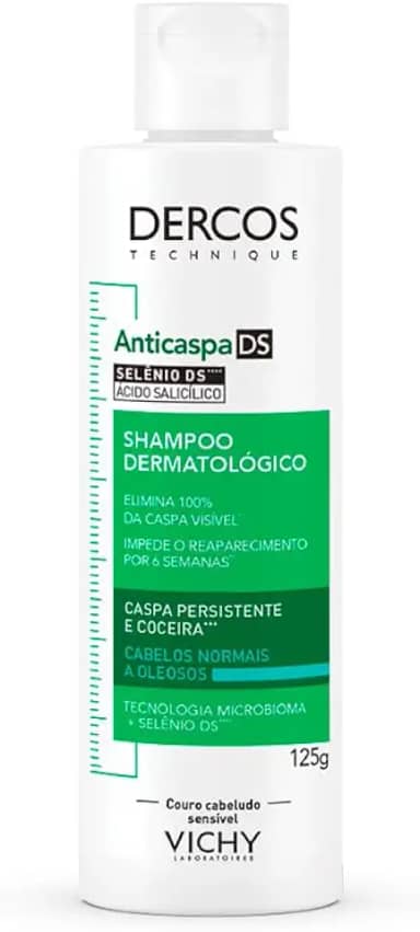 Vichy Dercos, Refil Shampoo Anticaspa DS para Cabelos Normais a Oleosos, Elimina 100% da Caspa Visível e Coceira, Ação Antirreincidência por 6 Semanas, Controla a Oleosidade, 125g