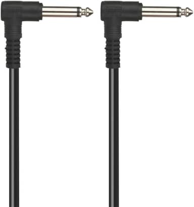 PluCable Cabo de audio P10 para P10 Mono 90 Graus P1002 Preto, Conexoes em metal, 20 centimentos