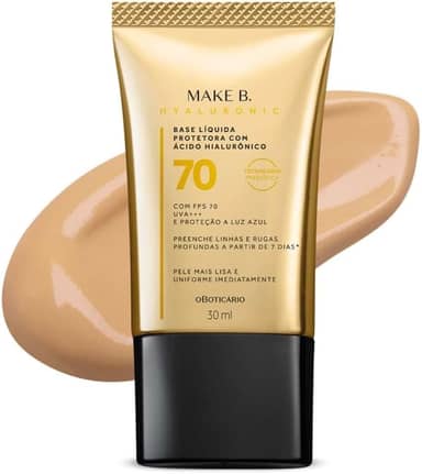 Base Líquida Protetora Make B. Hyaluronic FPS 70, cor 15 30 ml