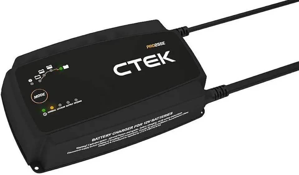 CTEK PRO25SE, carregador de bateria e fonte de alimentação de 12 V, carregador de bateria, mantenedor de bateria, carregador de bateria de íon de lítio de 12 V com modo de recondicionamento e