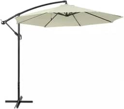Ombrelone Lateral Suspenso 3m Alumínio com Manivela Cobertura em Poliéster Para Jardim e Varanda