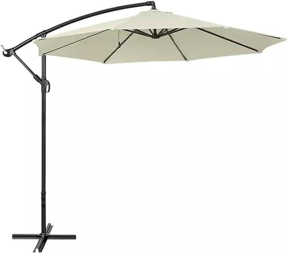 Ombrelone Lateral Suspenso 3m Alumínio com Manivela Cobertura em Poliéster Para Jardim e Varanda