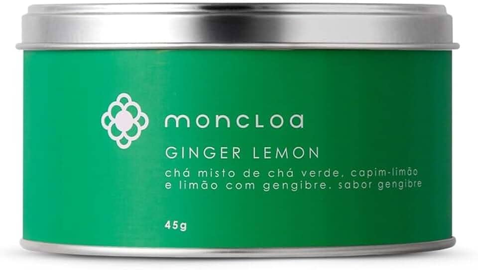 Moncloa Chá Misto de Limão e Gengibre - Ginger Lemon - Chá Verde Detox com Capim-Limão - Suporte ao Sistema Imunológico - Quebra de Gordura e Acelera Metabolismo - Perfeito para Cha Detox