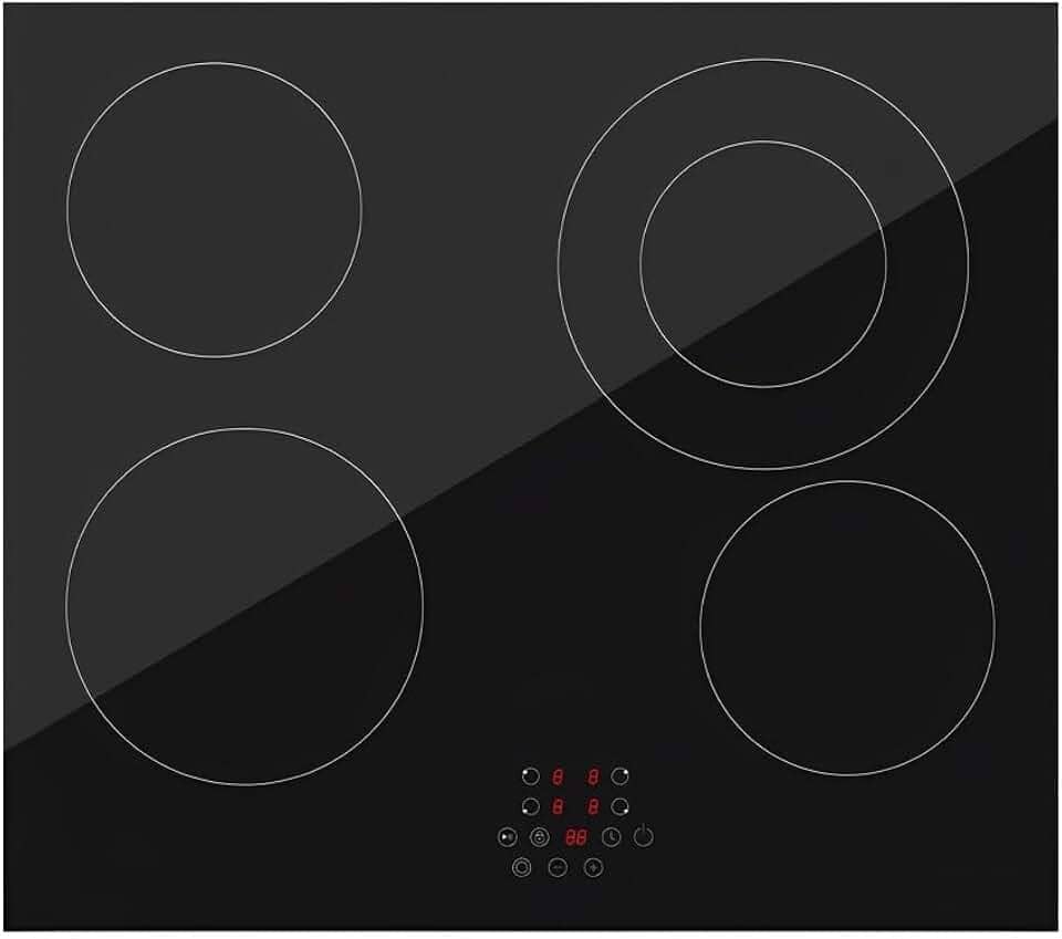 Cooktop Fogão Elétrico Cerâmico 4 Bocas 60cm Preto, Vidro Cerâmico Chinês, Controle Touch Slider, 220-240V~60Hz, Modelo PC-D46445